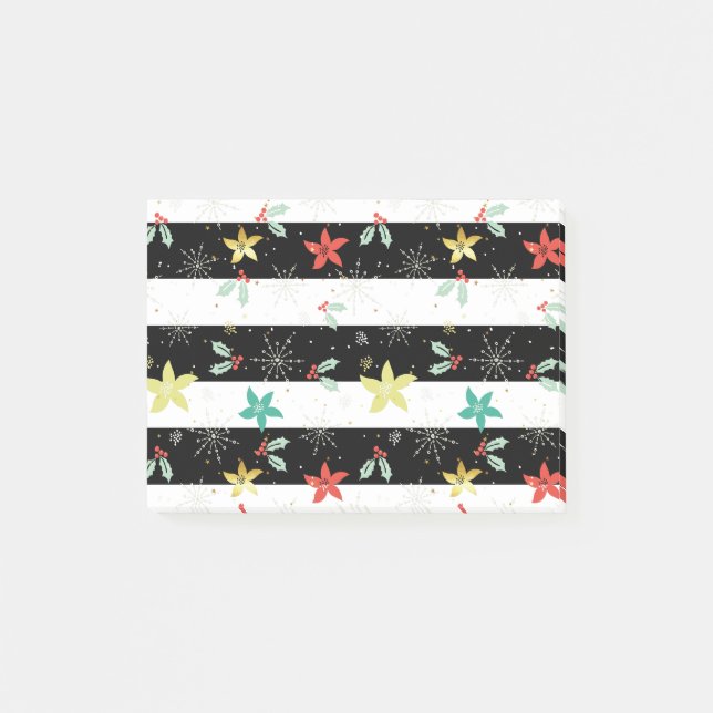 Post-it® Stripes et motif de feuillage de Noël (Devant)