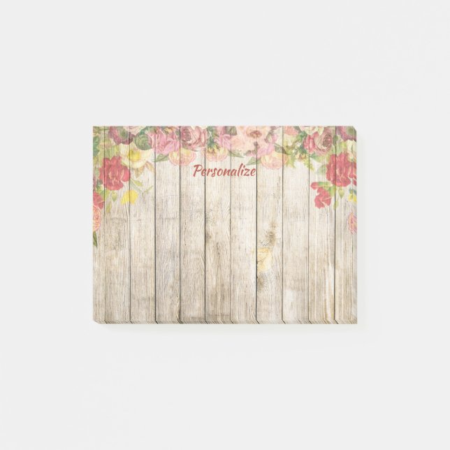 Post-it® Style Fleur Jardin Bois clôture Personnaliser (Devant)