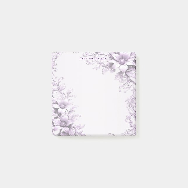 Post-it® Stylish Purple Flowers Post it Notes (Devant)