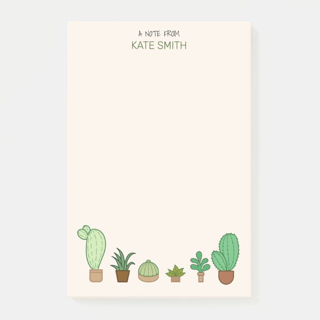 Post-it® Succulents et cactus illustrés mignons (Devant)