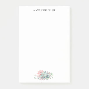 Post-it® Succulents vert rose mignon Personnalisé Sans Pos