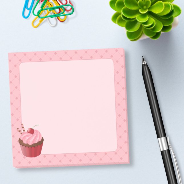 Post-it® Sucré délicieux gâteau cerise sur rose (Créateur téléchargé)