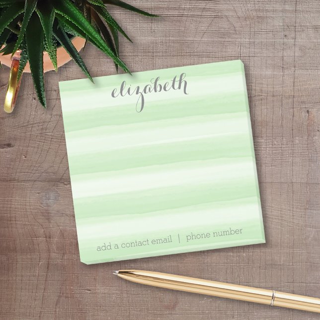 Post-it® Suite de papeterie Pastel Green et Grey pour femme (Personalized Post It Notepads)