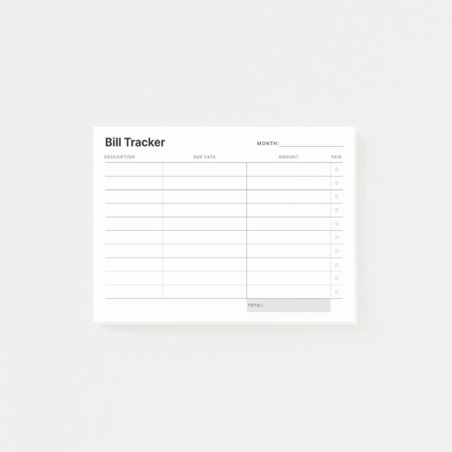 Post-it® Suivi des dépenses simples minimal (Devant)