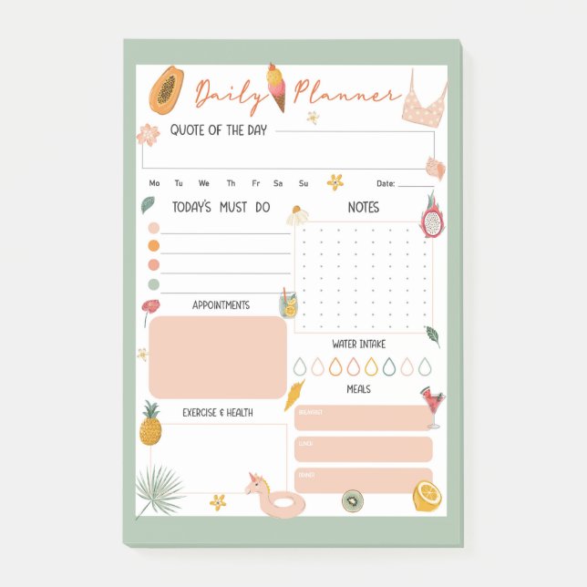 Post-it® Summer Daily Planner Notepad  (Devant)