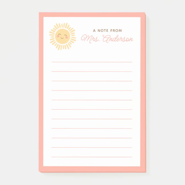 Post-it® Sunshine Cadeau d'appréciation personnalisé enseig (Devant)
