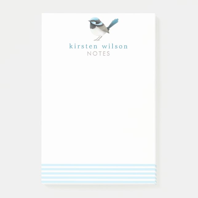 Post-it® Superbe Fée Wren - Bleu mignon Oiseau Personnalisé (Devant)