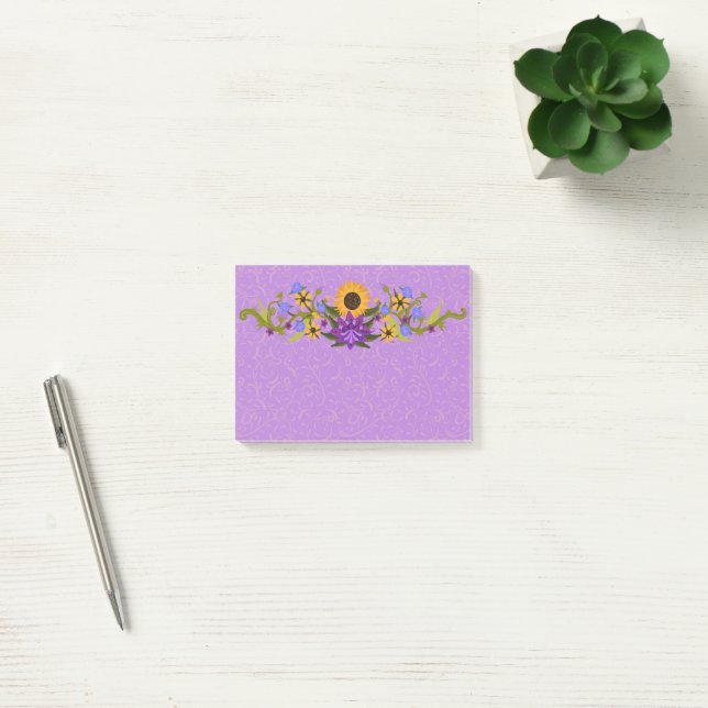 Post-it® Swag de tournesol lavande et or (Bureau)