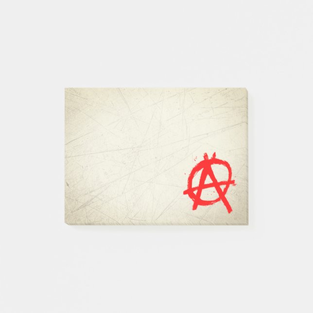 Post-it® Symbole d'anarchie rouge grungy (Devant)