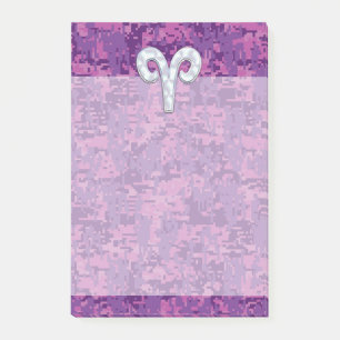 Post-it® Symbole Pearl Like Aries sur Camo numérique rose