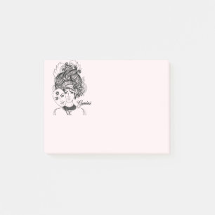 Post-it® Symbole zodiaque masqué Lady Gemini et signe rose