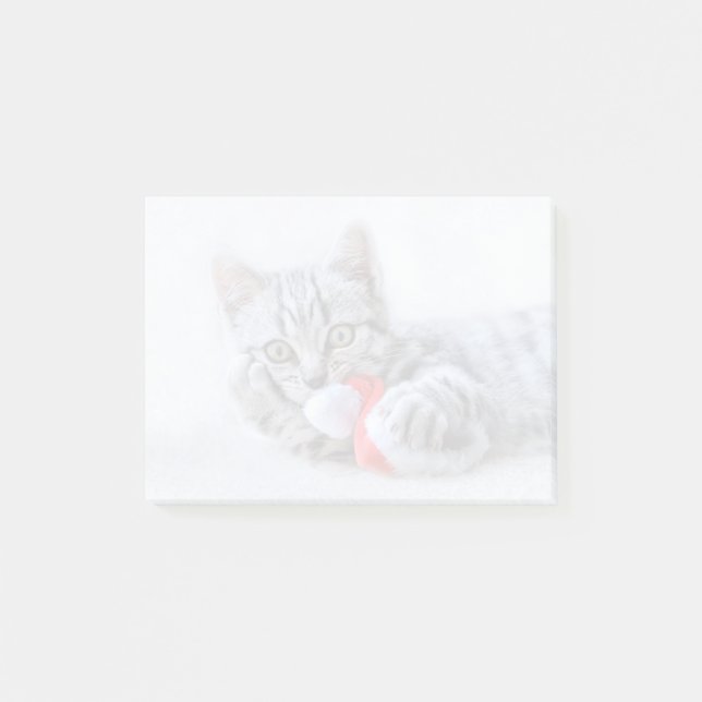 Post-it® Tabby gris mou Chat avec Noël Casquette (Devant)