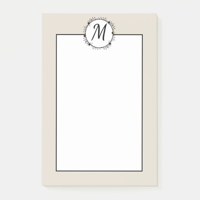 Post-it® Tan monogramme, blanc avec couronne noire (Devant)