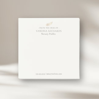 Post-it® Tan raffiné et plumes d'or Bureau Notaire simple