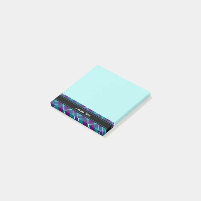 Post-it® Tartan vert de mer, violet et bleu (Incliné)