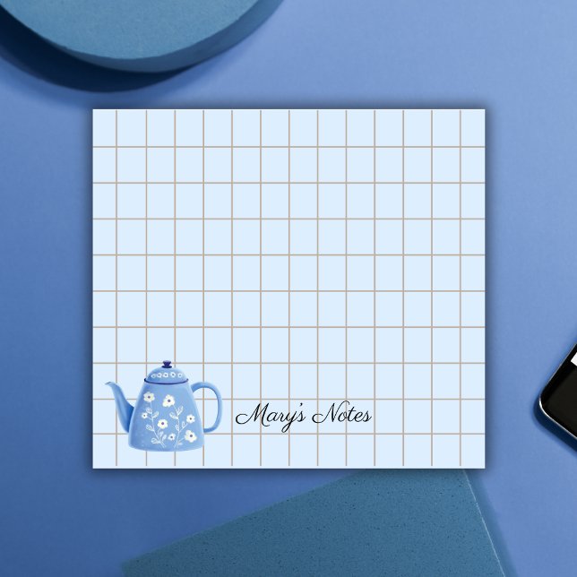 Post-it® Tea Time Teapot – Personalized Grid Sticky Notes (Créateur téléchargé)