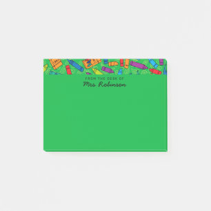Post-it® Teacher de Crayons Vert mignon du bureau de 4x3