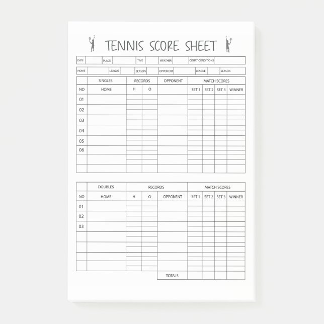 Post-it® Tennis Score Sheets -Scort (Devant)