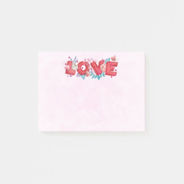Post-it® Texte d'amour rouge en lettres bloc gras Aquarelle (Devant)