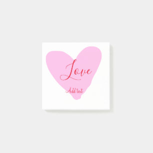 Post-it® texte de la Saint-Valentin amour cœur rose rouge n