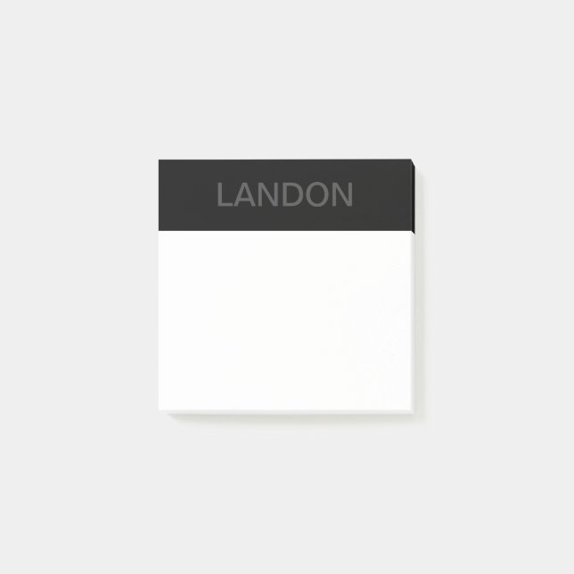 Post-it® Texte personnalisable | Gras moderne noir et gris  (Devant)