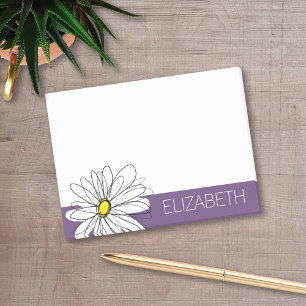 Post-it® Texte personnalisé de la marguerite mauve et jaune