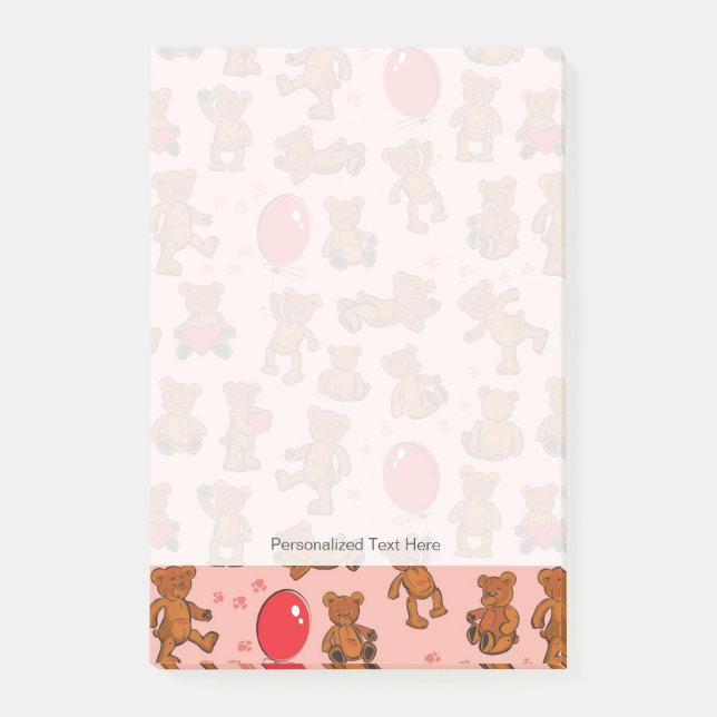 Post-it® Texture Avec Nounours, Coeurs (Devant)