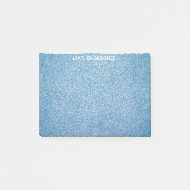 Post-it® Texture Bleue Faux Monogramme en cuir (Devant)