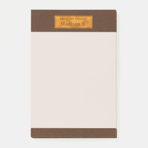 Post-it® Texture de faux cuir marron avec bannière en feuil