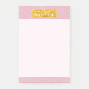Post-it® Texture de faux cuir rose avec bannière en feuille