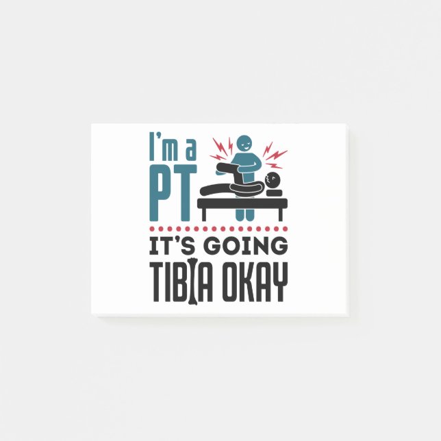 Post-it® Thérapie physique Je suis PT Ça va Tibia OK (Devant)