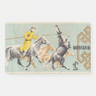 Post-it® Timbre-poste mongol rétro avec une ri galopante