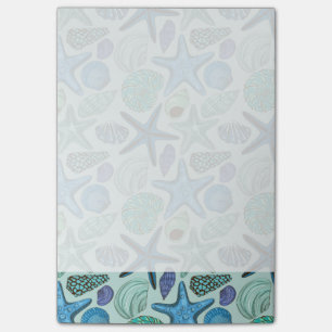 Post-it® Tons De Coquillages Bleus Et Motif D'Étoile