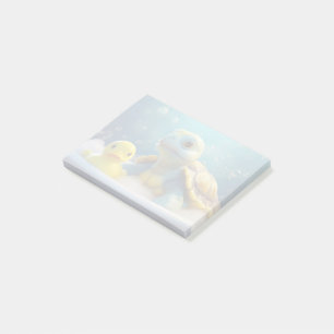 Post-it® Tortue et canard en caoutchouc dans le bain en sou