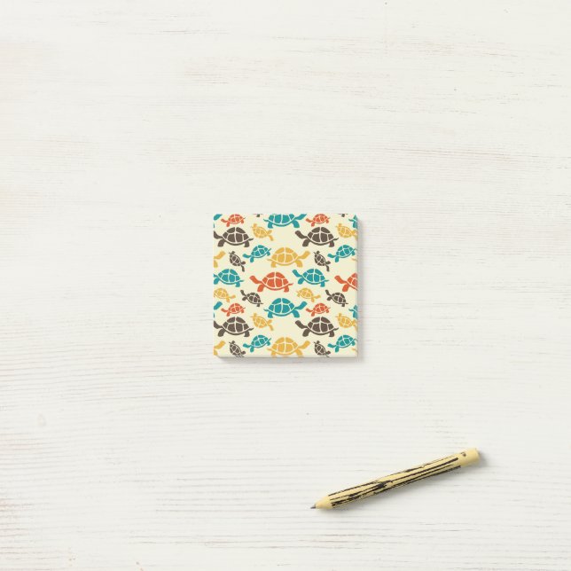 Post-it® Tortue multicolore (Sur un bureau)