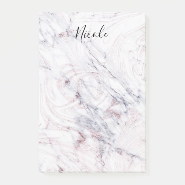 Post-it® Touche de marbre blanc et gris Rose tendance chic (Devant)