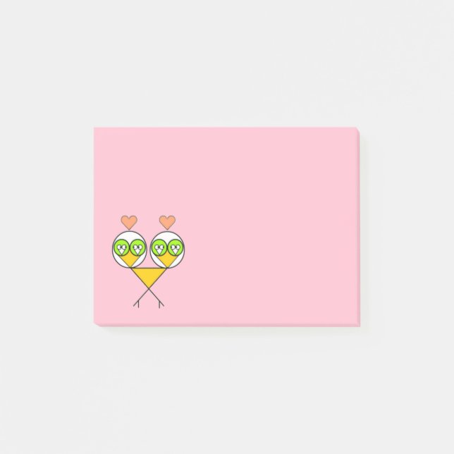Post-it® Tourbières mignonnes à coeur rose blanc (Devant)