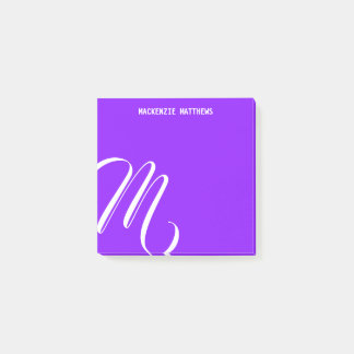 Post-it® Tourbillonnant Monogramme couleur violet Nom perso