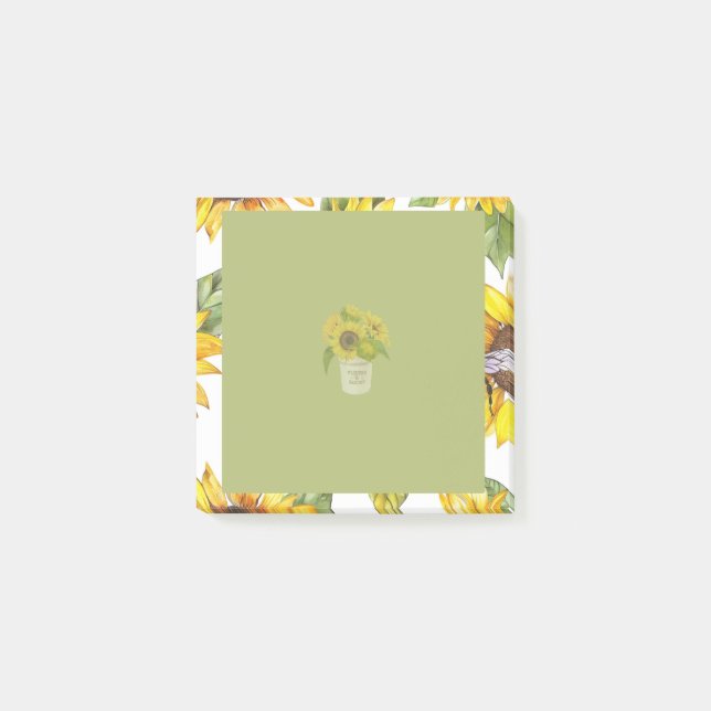 Post-it® Tournesol à fleurs vertes (Devant)