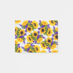 Post-it® Tournesol jaune pourpre en bois blanc rustique de