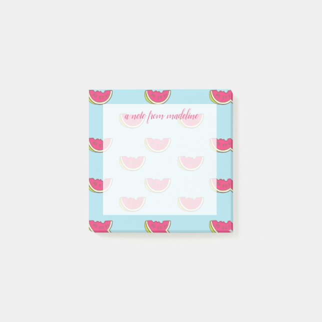 Post-it® Tranches de pastèque sur Motif Turquoise (Devant)