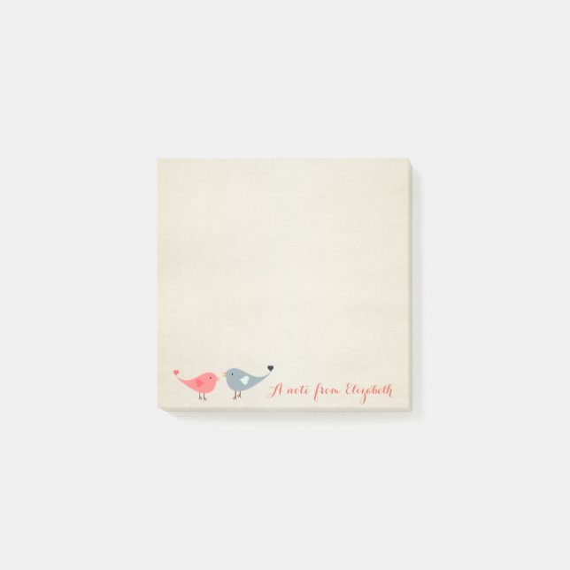 Post-it® Très Beau Style, Oiseaux En Amour (Devant)