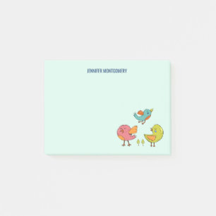 Post-it® Trio d'oiseaux Whimsical colorés et mignons