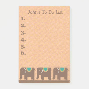 Post-it® Trois éléphants brun sarcelle Liste personnalisée
