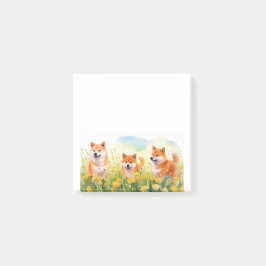 Post-it® trois mignonette shiba inus et des pandelions post