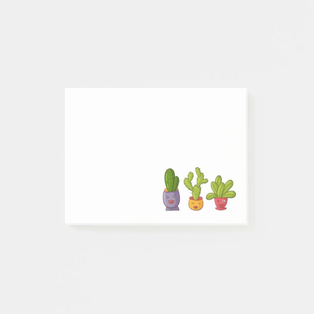 Post-it® Trois mignons cactus dans des pots de fleurs Illus (Devant)