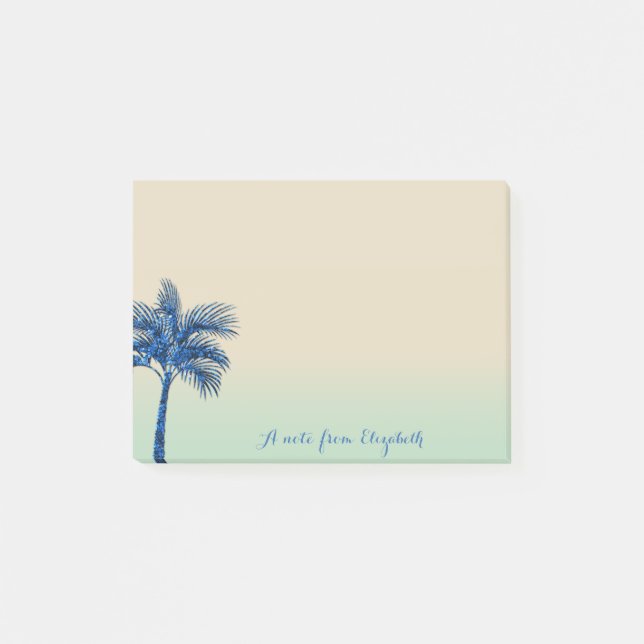 Post-it® Tropical, Parties scintillant Bleue Palm Tree (Devant)