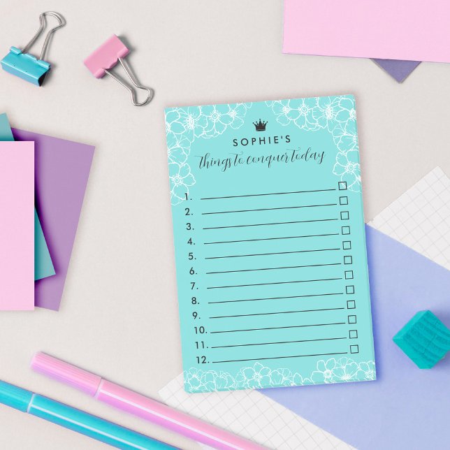 Post-it® Trucs Floraux Turquoise Princesse Couronne à conqu (Créateur téléchargé)