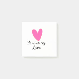 Post-it® tu es mon amour cœur rose rouge aquarelle kidretro