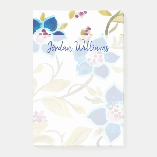 Post-it® Tuiles florales d'abbaye - fleurs bleues (Devant)